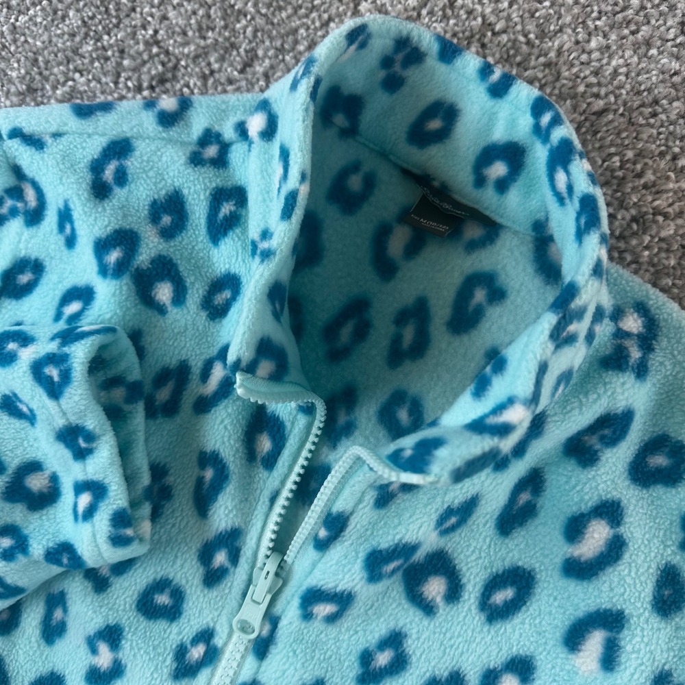 Eddie Bauer Fleece Jacket Kids Medium 10/12 Leopard Animal Print Outdoor